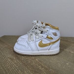Air Jordan 1 Retro High OG TD Metallic Gold | Toddler Size 4C White Gold